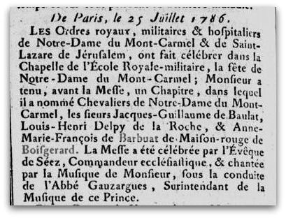 Gazette de France 25 juillet 1786 z