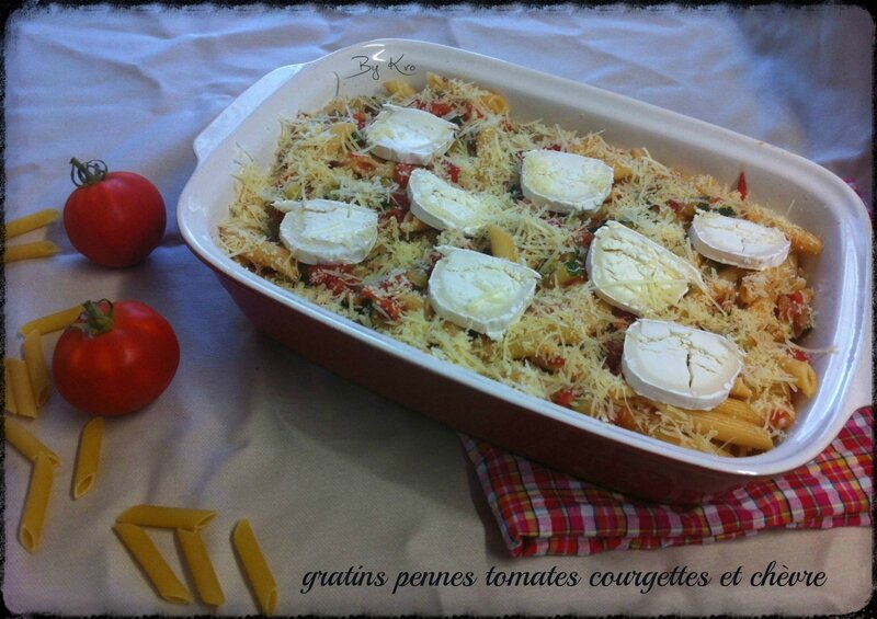 gratins pennes tomates courgettes et chèvre