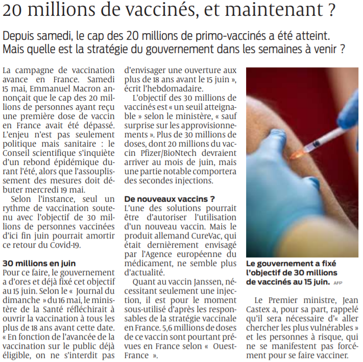 2021 05 17 SO 20 millions de vaccinés et maintenant