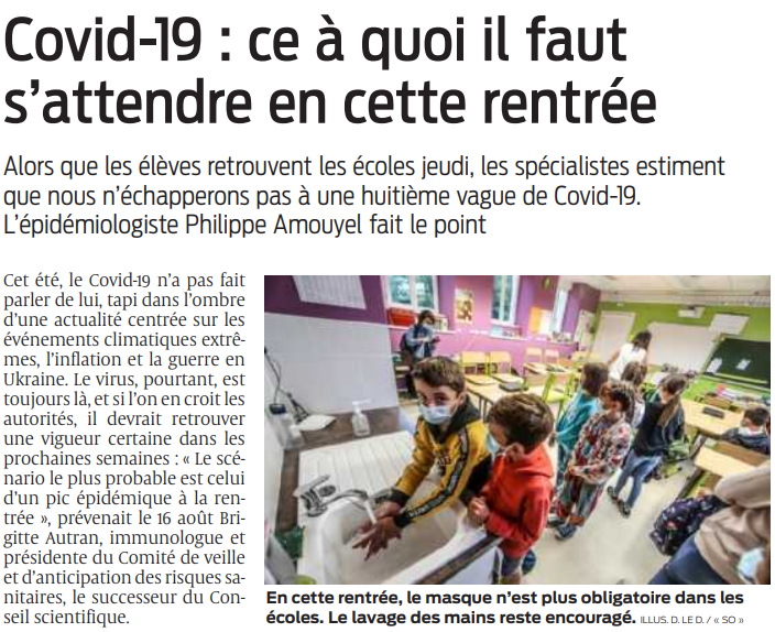 2022 08 30 SO Covid-19 ce à quoi il faut s'attendre en cette rentrée