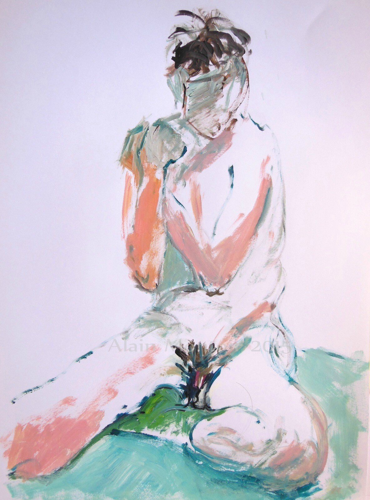 1-Tableau dessin peinture contemporaine nu alain montoir Galerie Avignon (10)