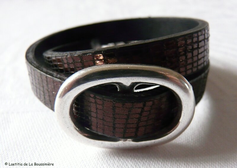 Bracelet double Grain de Café (strassé chocolat)-002
