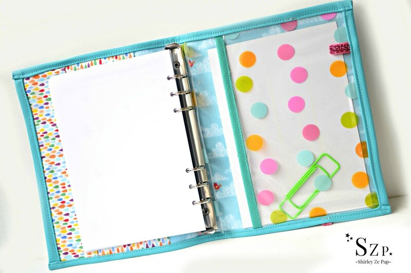 organiseur a5 szp, planner original a5, classeur souple a5, shirley ze pap, turquoise, gouttes, nuages