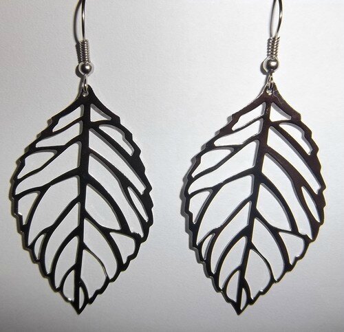 boucles d'oreilles feuille filigrane argenté