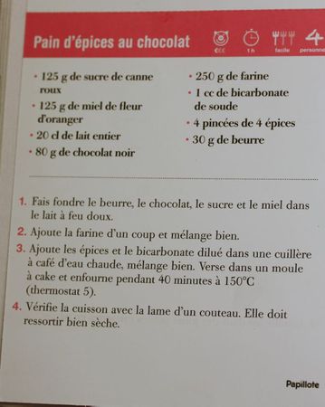 recette pain d'épices au chocolat blog chez requia