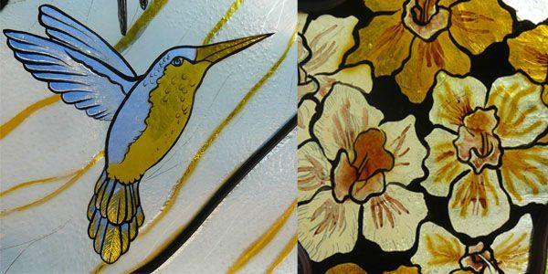Colibri peinture sur verre