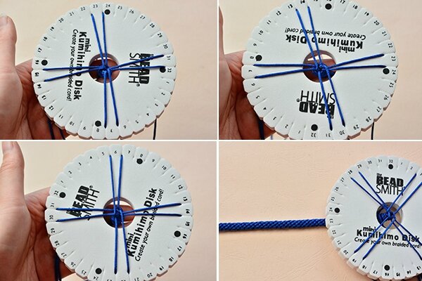 How to Make Blue Nylon Threads Kumihimo Bracelet with European Beads Decor (7)