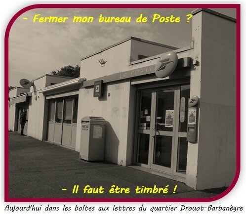 Quartier Drouot-Barbanègre - Carte postale PCF contre fermeture des bureaux de Poste