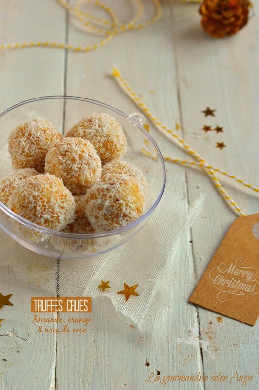cadeau gourmand Noël - truffes crues amande orange (raw truffles)