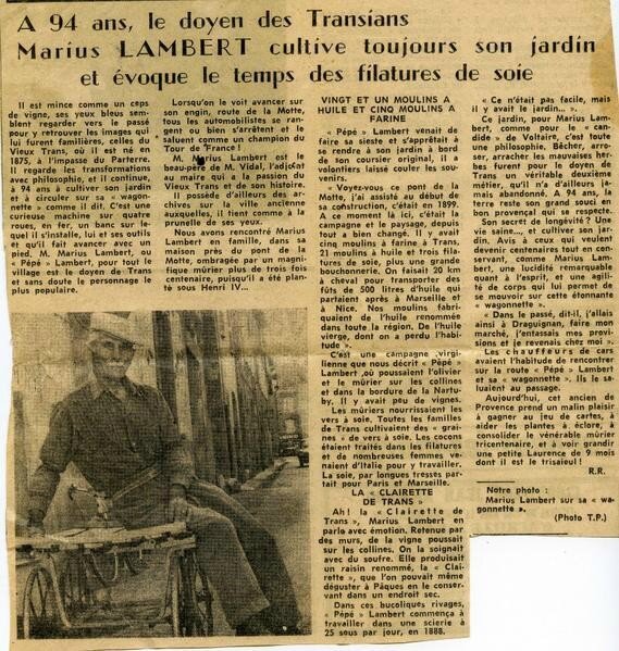 Marius Lambert-Article de journal