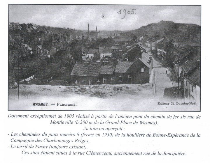 Wasmes - panorama avec terril - carte postale