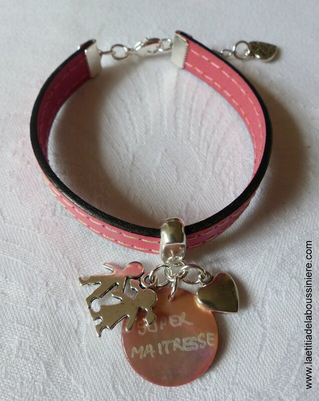 Bracelet cuir pour maîtresse, nounou (rose) - 22 €
