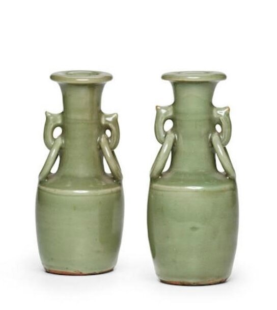 Two Longquan celadon mallet vases, Yuan-Ming dynasty