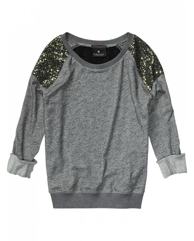 Festive Party Sweater with Sequin Shoulders