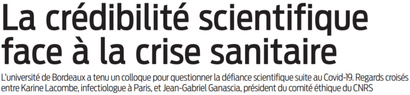 2021 10 09 SO La crédibilité scientifique face à la crise sanitaire