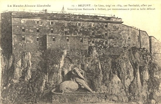 CPA Belfort Château & Lion Haute Alsace illustrée XX