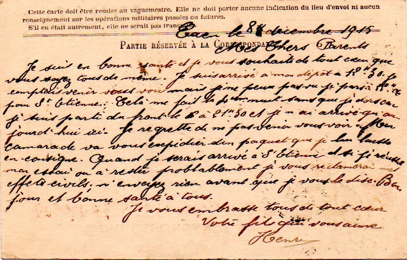 43e RAC Correspondance aux Armées Henri Hyacinthe Edmond Tourant 10