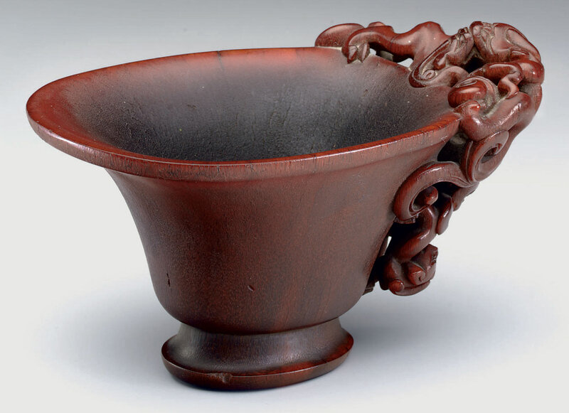 A rhinoceros horn libation cup, 17th century