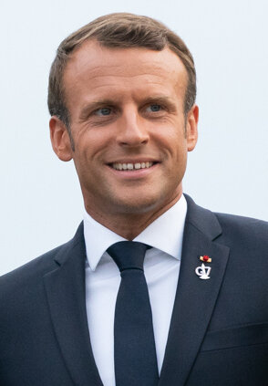 Emmanuel Macron at the Phare de Biarritz in Biarritz, France