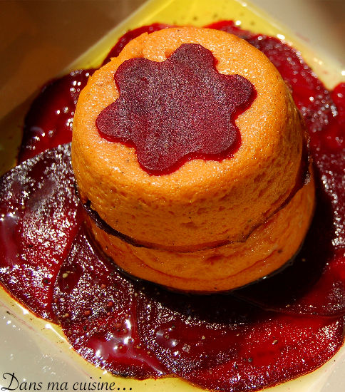 Flans de carotte et chèvre au cumin, betteraves façon carpaccio recettes entrees Petits flans de carotte à la cardamome