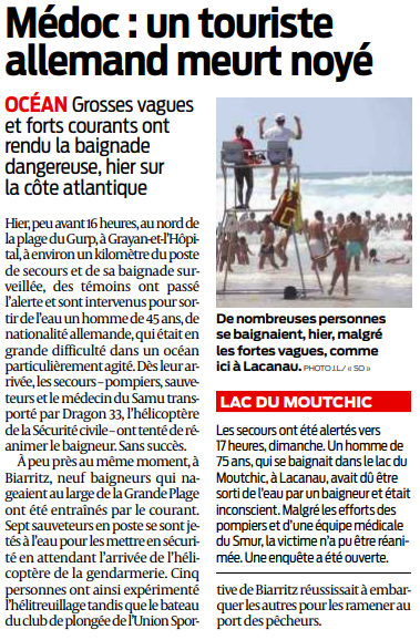 2018 07 31 SO Noyade d'un touriste allemand
