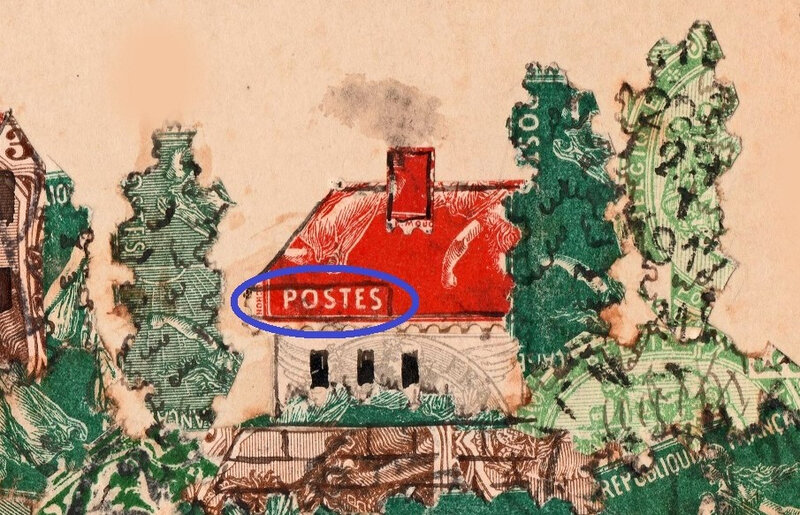 CPA Timbres Village rouge POSTE