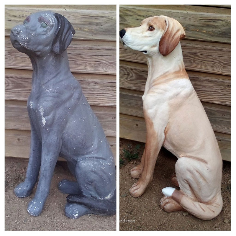 restaurer chien en plâtre (avant/après)