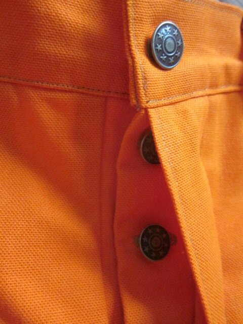 Jeans slim HOMME en toile de coton orange - 4 poches - braguette à boutons (4)