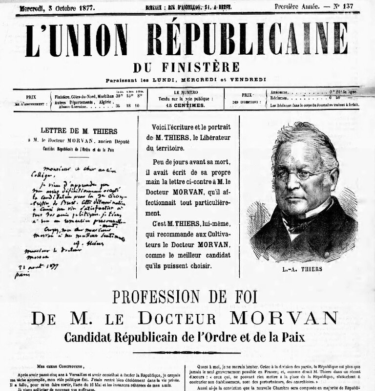 Union Rép 3 oct 1877 lettre Thiers législative