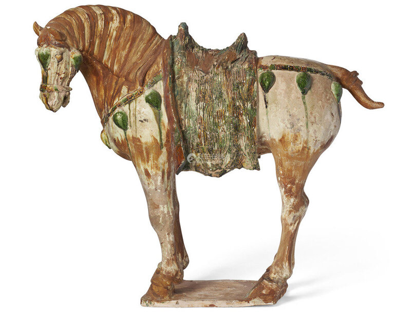 A sancai-glazed pottery figure of a horse, Tang dynasty (AD 618-907)