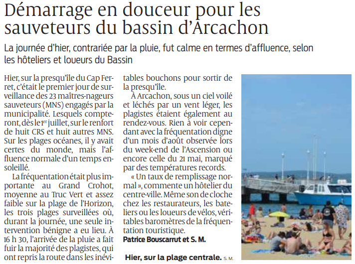 2022 06 12 SO Démarrage en douceur pour les sauveteurs du bassin d'Arcachon