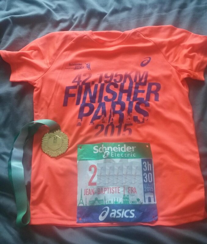 T-shirt et médaille Marathon de Paris 2015