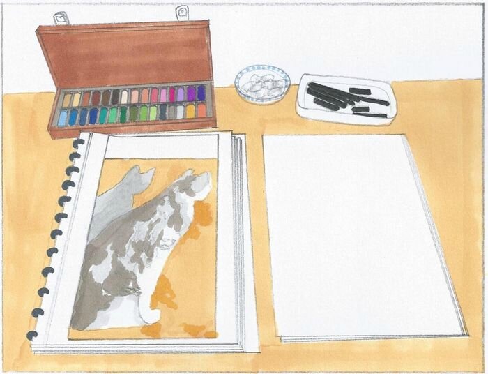 l'art en 3-6 ans avec le  tracé au fusain