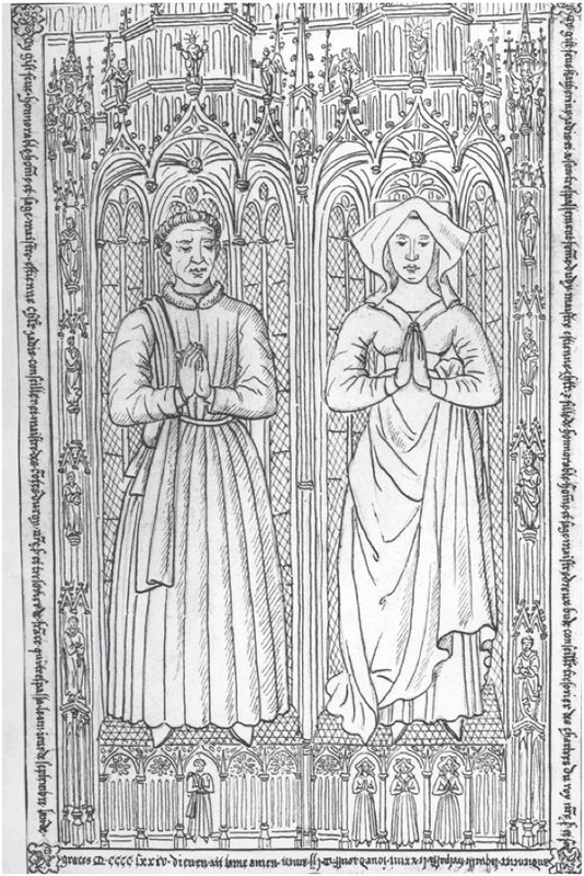 2: Dalle funéraire d'Étienne Chevalier, de son épouse Catherine Budé (1429 - † 1452) et de quatre enfants (copie à la main)