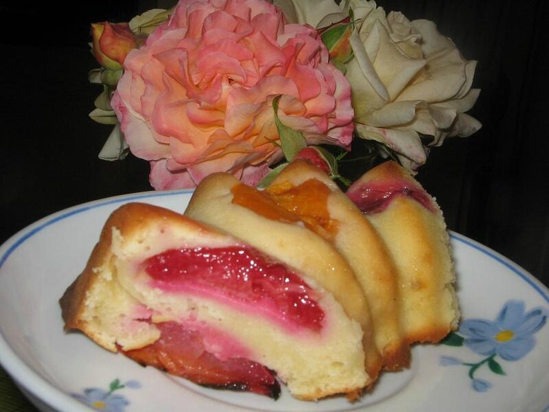 Gâteau à la ricotta aux abricots et prunes du jardin 014