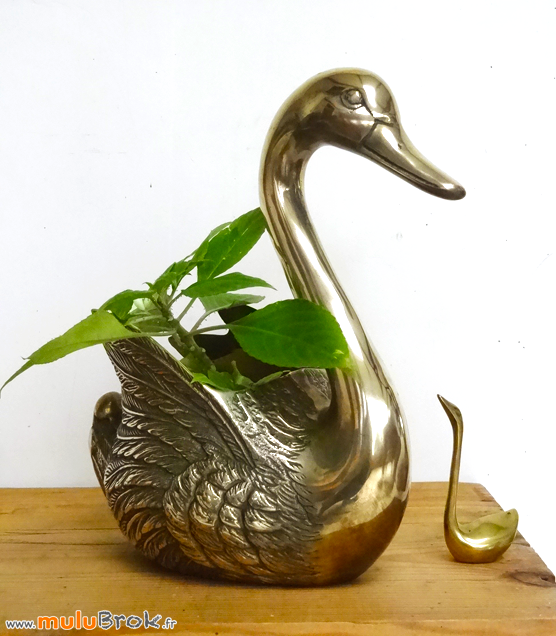 CYGNE-LAITON-Cache-pot-3-muluBrok-Brocante-Vintage