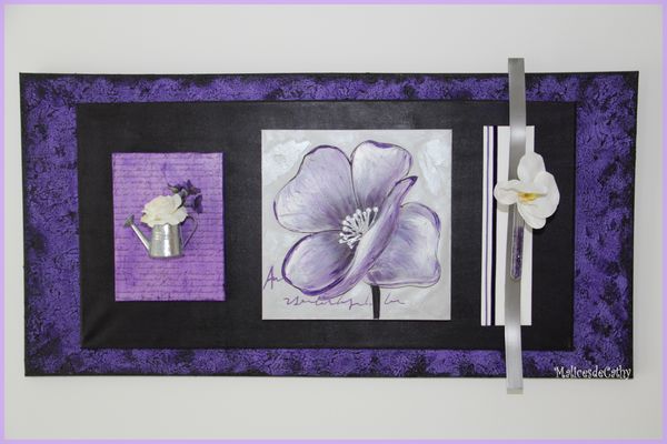 Tableau triptyge fleur violet