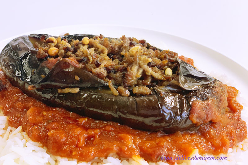 Aubergine entière confite et farcie 3