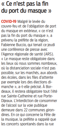 2021 06 17 SO Ce n'est pas la fin du port du masque