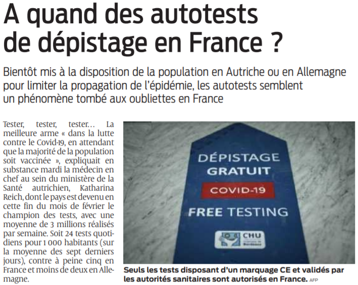 2021 02 25 SO A quand des autotests de dépistage en France
