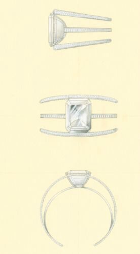 A sketch of the present stone mounted as a cuff-bracelet