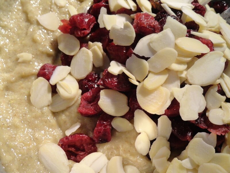 cranberries et amandes effilées