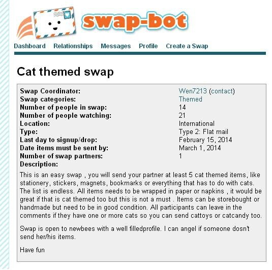 2014 0215 Swap-bot - Cat themed swap