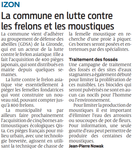 2021 05 12 SO Izon La commune en lutte contre les frelons et les moustiques