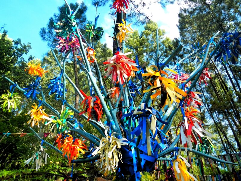 7 bouquets de tournesols multicolores sur ciel bleu