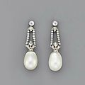 A pair of Belle Epoque pearl and diamond pendants, <b>circa</b> <b>1905</b>