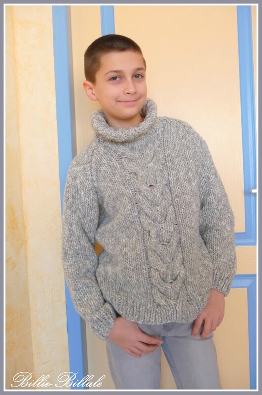 Pull gris torsade 3