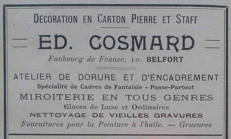 Annuaire 1912 Publicité Edmond Cosmard