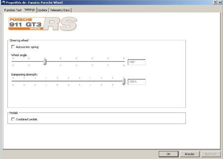 les settings du volant