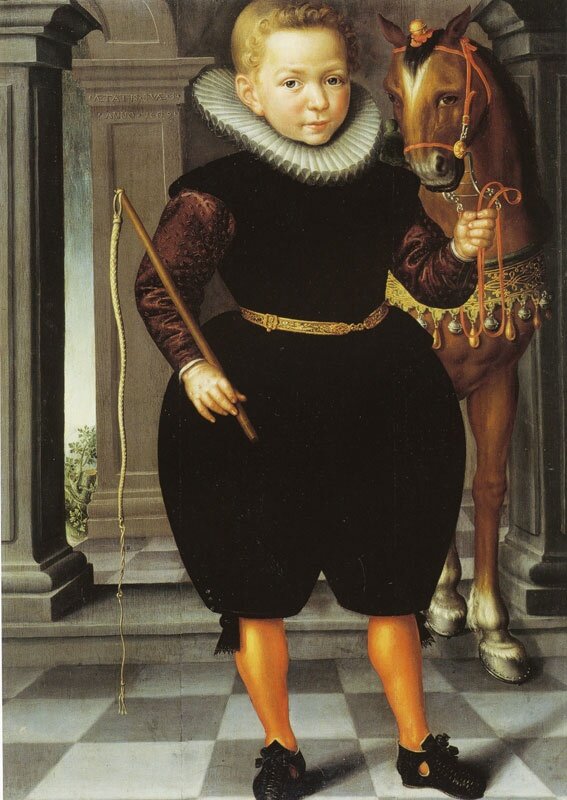1609_Circle_of_Jan_Claesz__Enkhuizen_painter__b_1570__a_1618__An_eight_year_old_boy__possibly_of_the_Blauhulck_family__with_his_horse